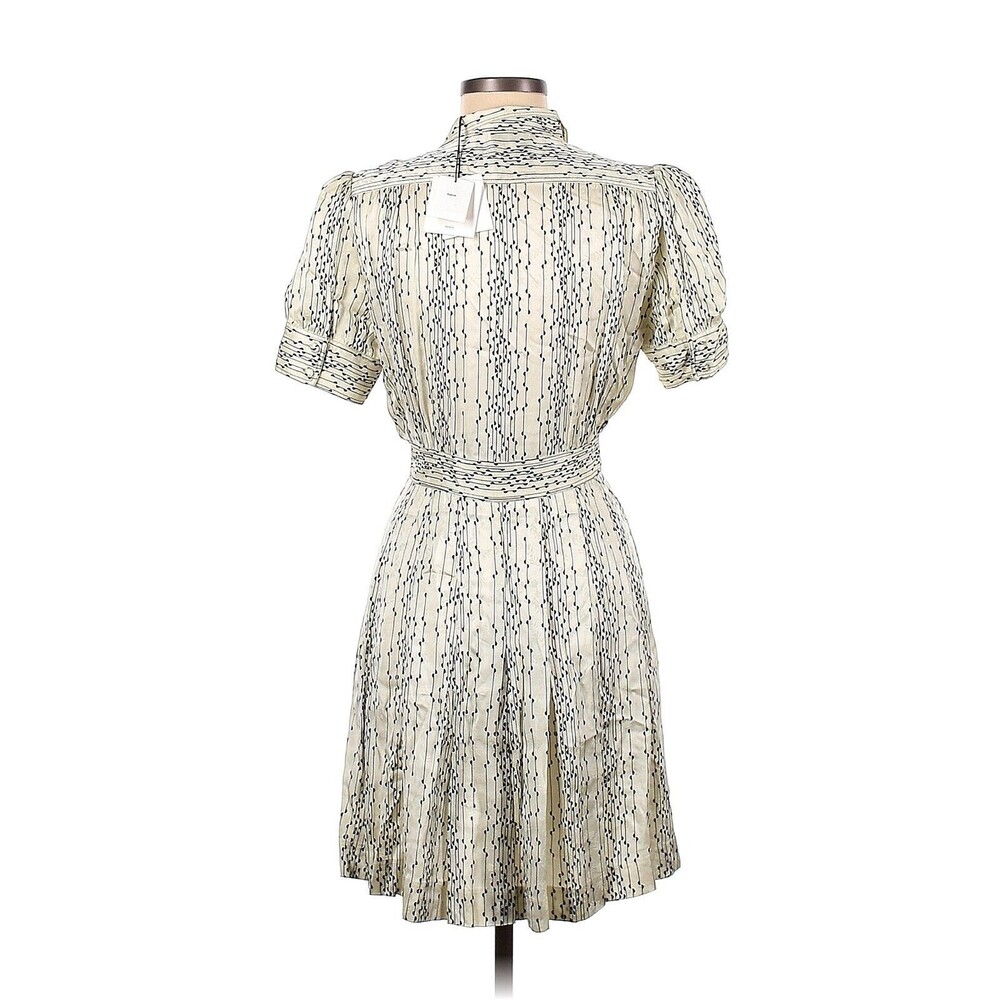 SANDRO Ivory Multicolor High Neck Puff Sleeve Satin Dress - FR 36 / US 4 - Picture 2 of 2